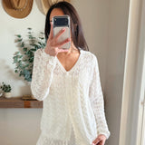 Pointelle Crochet-Knit Drawstring Sweater Pants