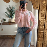 Baby Pink Lace Detail Delilah Cardigan