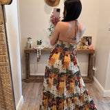 Patchwork Tangerine-Maroon Combo Maxi