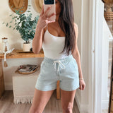 Vervet High Rise Drawstring Striped Shorts