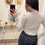 Gray Ribbed Top