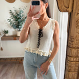 Darla Lace Up Ruffle Top