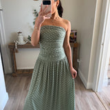 Emilee Polka Dot Strapless Maxi Dress