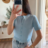 Sky Blue Leia Short Sleeve Knit Top