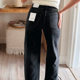 Vervet High Rise Black Barrel Jeans