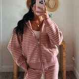 Rose Stripe Hoodie Zip Up