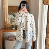 Cozy Girl Polka Dot Scarf Set - Cream/Brown