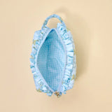 Floral Quilted Cosmetic Pouch - Pink/Blue