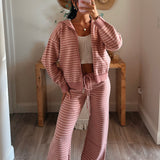 Rose Stripe Hoodie Zip Up
