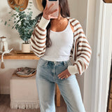 Striped Ribbed Knit Shrug