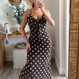 Karin Polka Dot Ruffle Front Maxi Dress