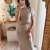 Veronica Ribbed Foldover Skirt Set