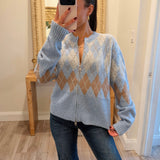 Baby Blue Manhattan Argyle Zip Up