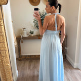 Baby Blue Solene Halter Maxi Cotton Dress