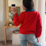 Cherry Pop Denim Trim Cardigan