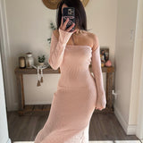 Mauve Sweater Bolero & Midi Tube Top Dress Set