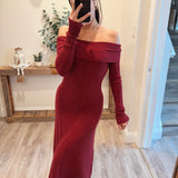 Burgundy Anya Off Knit Dress