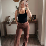 Espresso High Rise Wide Leg Cargo Jeans