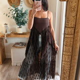 Ruffled Lace Flyaway Maxi Cami Top