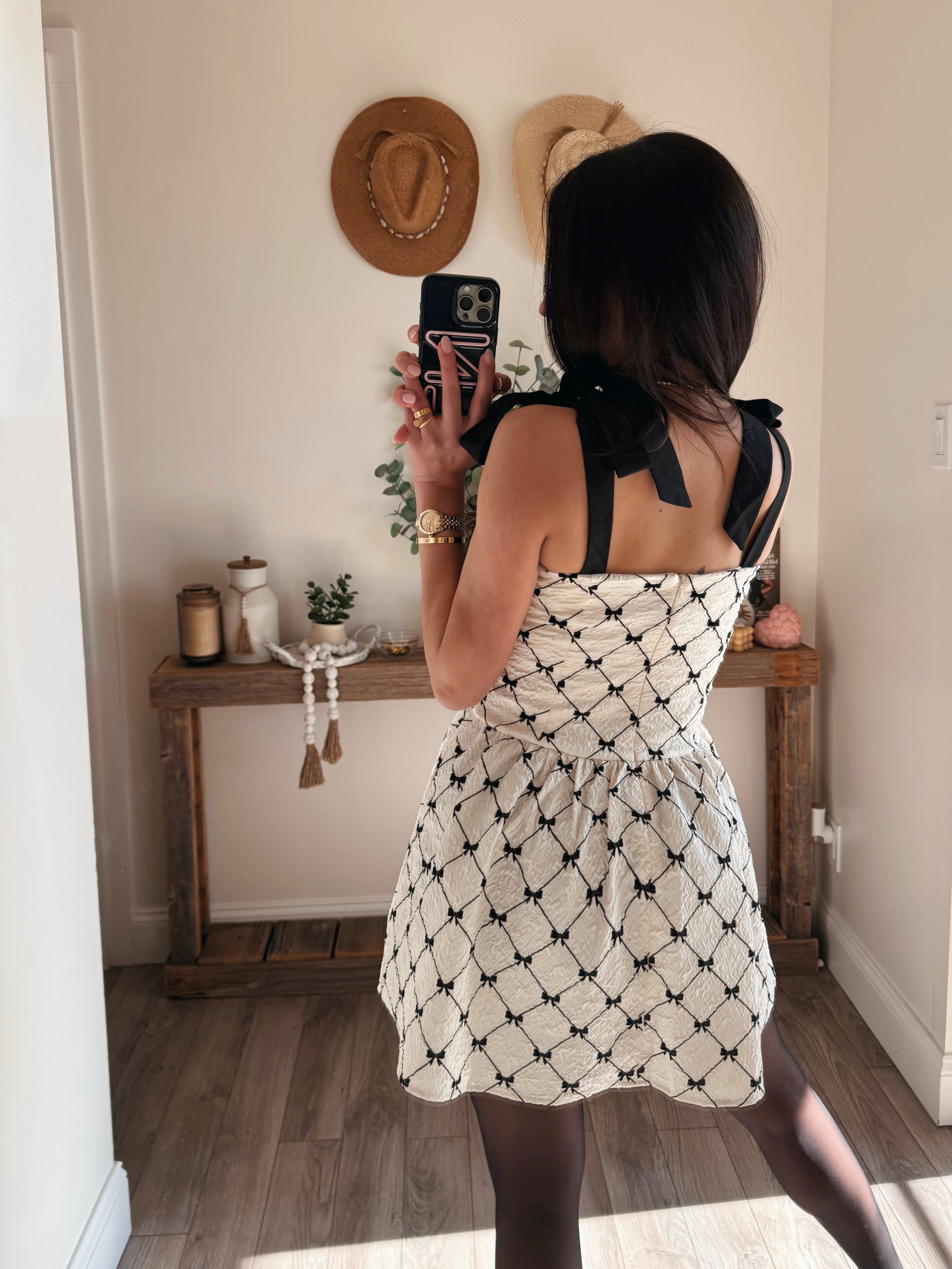 Bow Printed Mini Dress w. Bow Straps SHOP LYSS + LIN Bow Printed Mini Dress w. Bow Straps SHOP LYSS + LIN