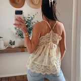 Gia Butter Floral Lace Trim Cami Top