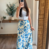 Blue/Cream Frankie Floral Skirt