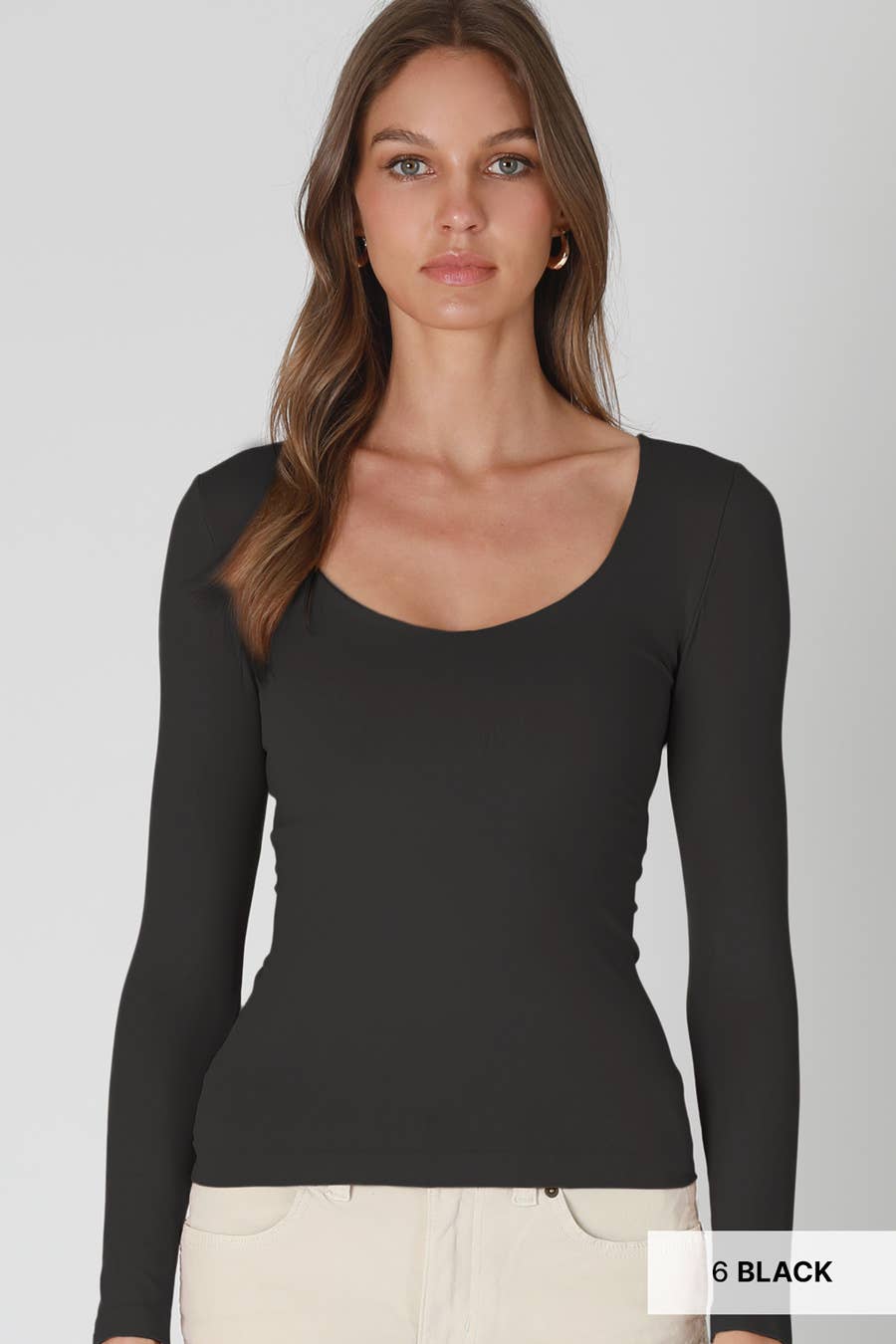 NIKIBIKI Long Sleeve Clean Line Sweetheart Top