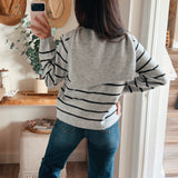 Sally Striped Sweater With Detachable Knit Scarf