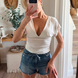 Valley Girl V Neck Shirt - White