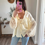 Natural Knitted Sleeve Button Down