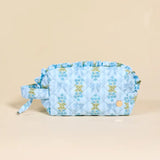 Floral Quilted Cosmetic Pouch - Pink/Blue