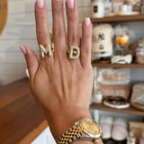 Gemelli D7 Gold Bubble Adjustable Initial Ring