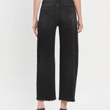 SUPER HIGH RISE BLACK PANEL BARREL JEANS T6589