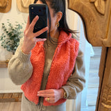 Fluffy Full Zip Cropped Hooded Vest