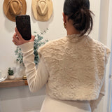 Light Taupe Wavy Faux Fur Bolero Vest