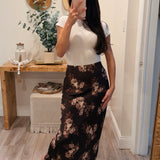 Kirana Floral Satin Maxi Skirt