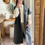 Longline Self Tie Waist Belt Knit Cardigan Vest