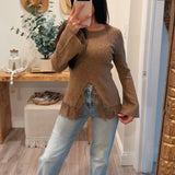 Taupe Sweet Dreams Bell-Sleeve Sweater