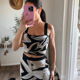 Tropical Jacquard-Knit High-Waist Sweater Pants