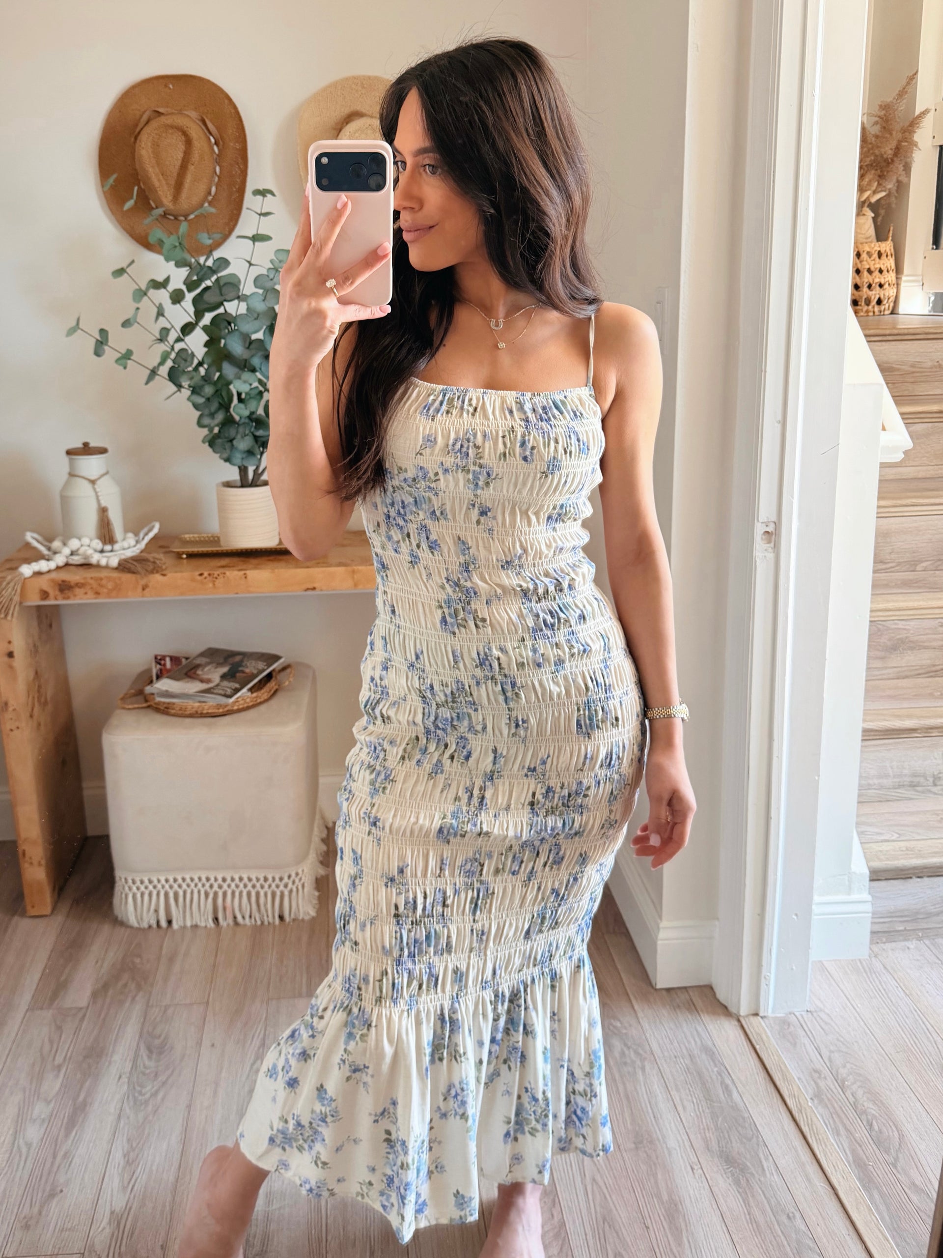 Ana Blue Floral Smocked Maxi Dress – SHOP LYSS + LIN