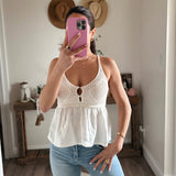 White Mixed Knit Embroidered Top