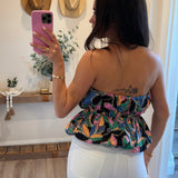 Bubble Hem Multi-Color Bandeau Top