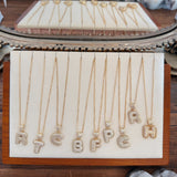 SAHIRA E3 PAVE BUBBLE INITIAL NECKLACE
