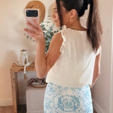 Baby Blue Vintage Graphic High Waist Plain Mini Skort