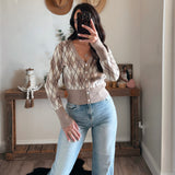 Argyle Pattern Sweater V-Neck Cardigan