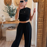 Ruched One Shoulder Top and Balloon Pants Set