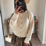 Cream Ribbon Button Down Sweater