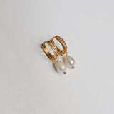 CZ Huggies with Pearl Drop
