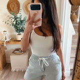 Vervet High Rise Drawstring Striped Shorts