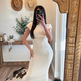 Cream Cap Sleeve Midi